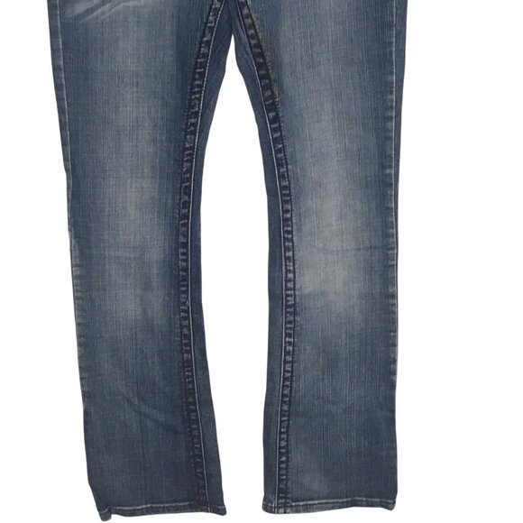 PREMIERE by rue21 Jeans Womens 3/4R Blue Slim Boot Stretch Embellished Pockets - Picture 15 of 15